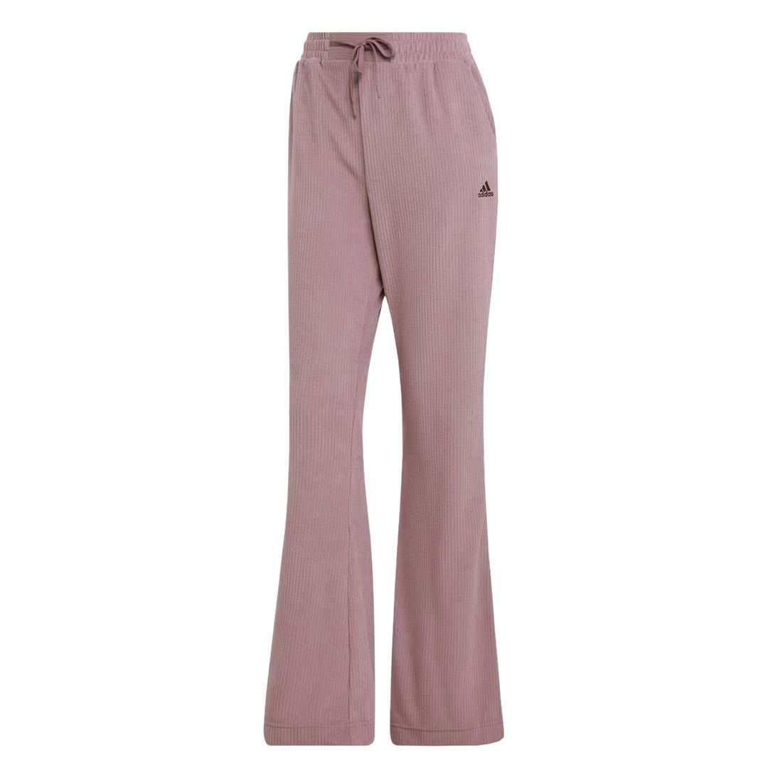 adidas Women's Hyperglam Rib Velour Flared Leg Yoga Pants (IB3617) - Comfortable High-Waisted Workout Pants for Gym, Running & Lounge Wear