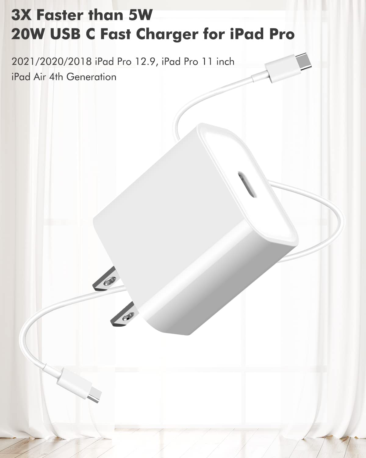 20W USB C Fast Charger for iPhone 16/15 Series & iPad - 3.3FT Type C Cable Included | Compatible with iPhone 16 Pro Max/15 Plus, iPad Pro 12.9/11, iPad Air 4/5, iPad Mini 6 | Perfect for Home, Office & Travel Charging