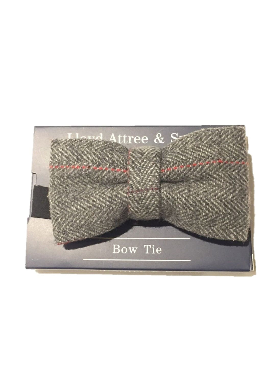 LA Smith Grey Check Tweed Bow Tie - Classic Men's Formal Accessory for Weddings, Parties & Special Occasions