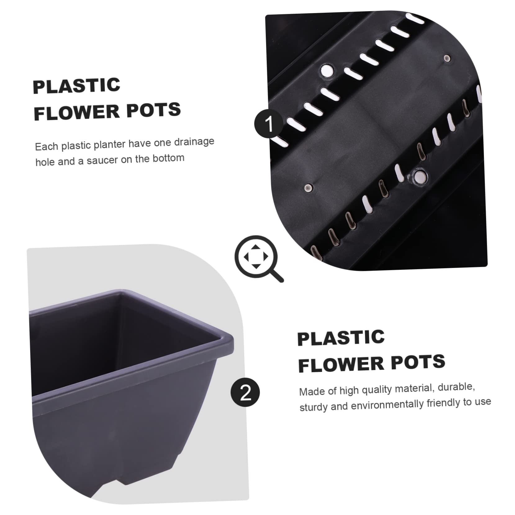 DOITOOL Rectangular Plastic Planter Box - 10 Pack Flower Pots for Indoor Outdoor Garden, Balcony, Patio Planting - Durable Square Plant Container for Herbs, Vegetables, Succulents and Flowers