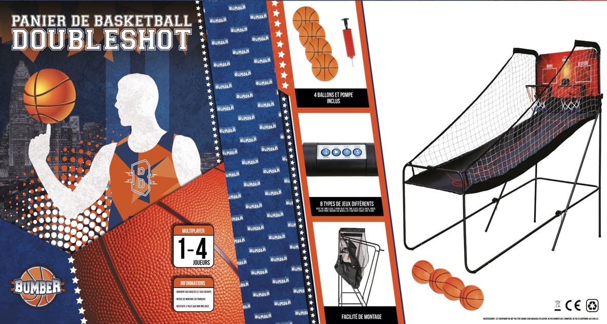 BUMBER Multi-Player Basketball Arcade Game - Double Shot Hoop with Digital Score Counter & 8 Fun Modes | Perfect for Family Game Nights, Parties & Indoor Sports Fun