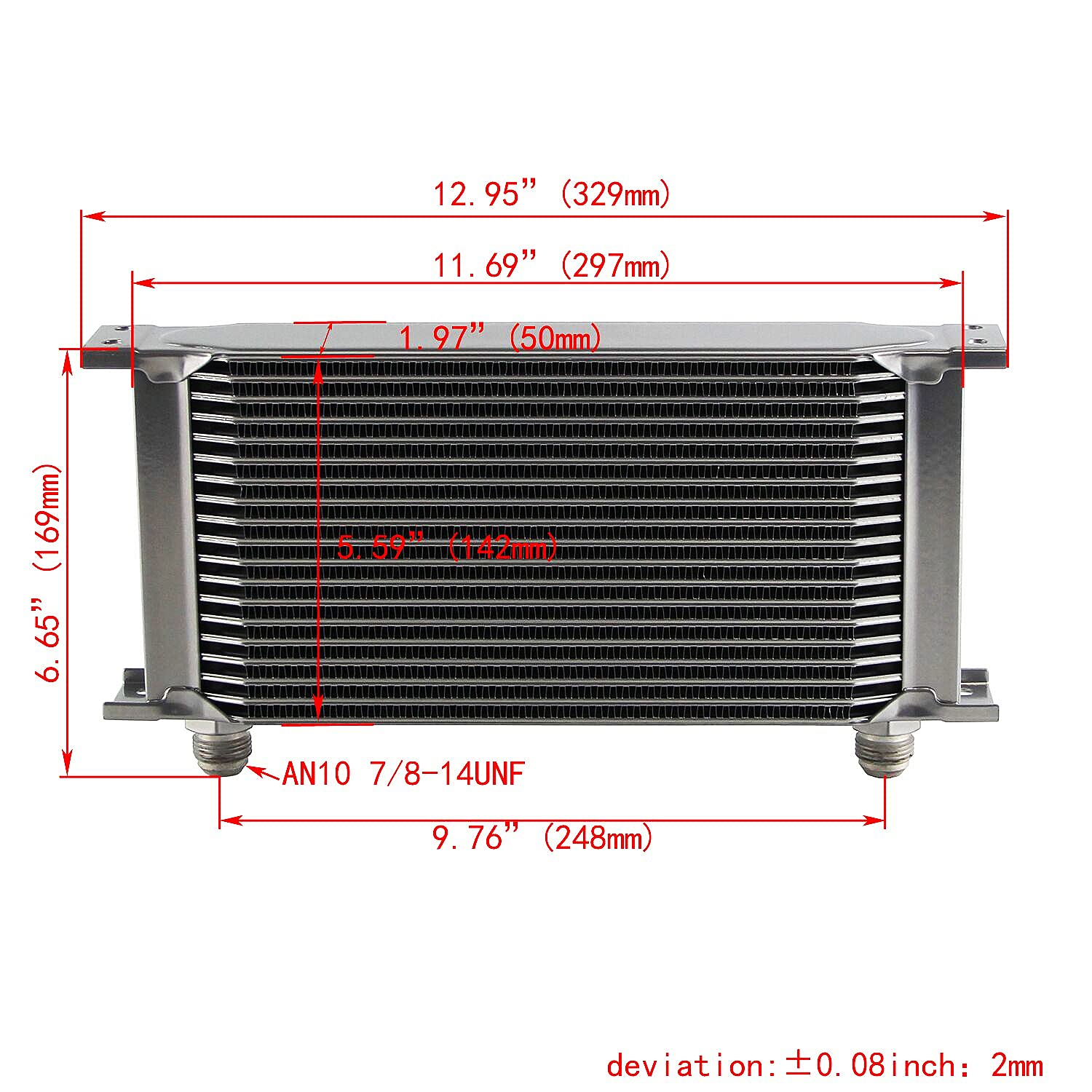 Universal AN10 19-Row Aluminum Engine Transmission Oil Cooler Kit with Bracket & Adapter Hose (34X16 & M20X1.5) - Silver - Perfect for Racing, Off-Road & High-Performance Vehicles