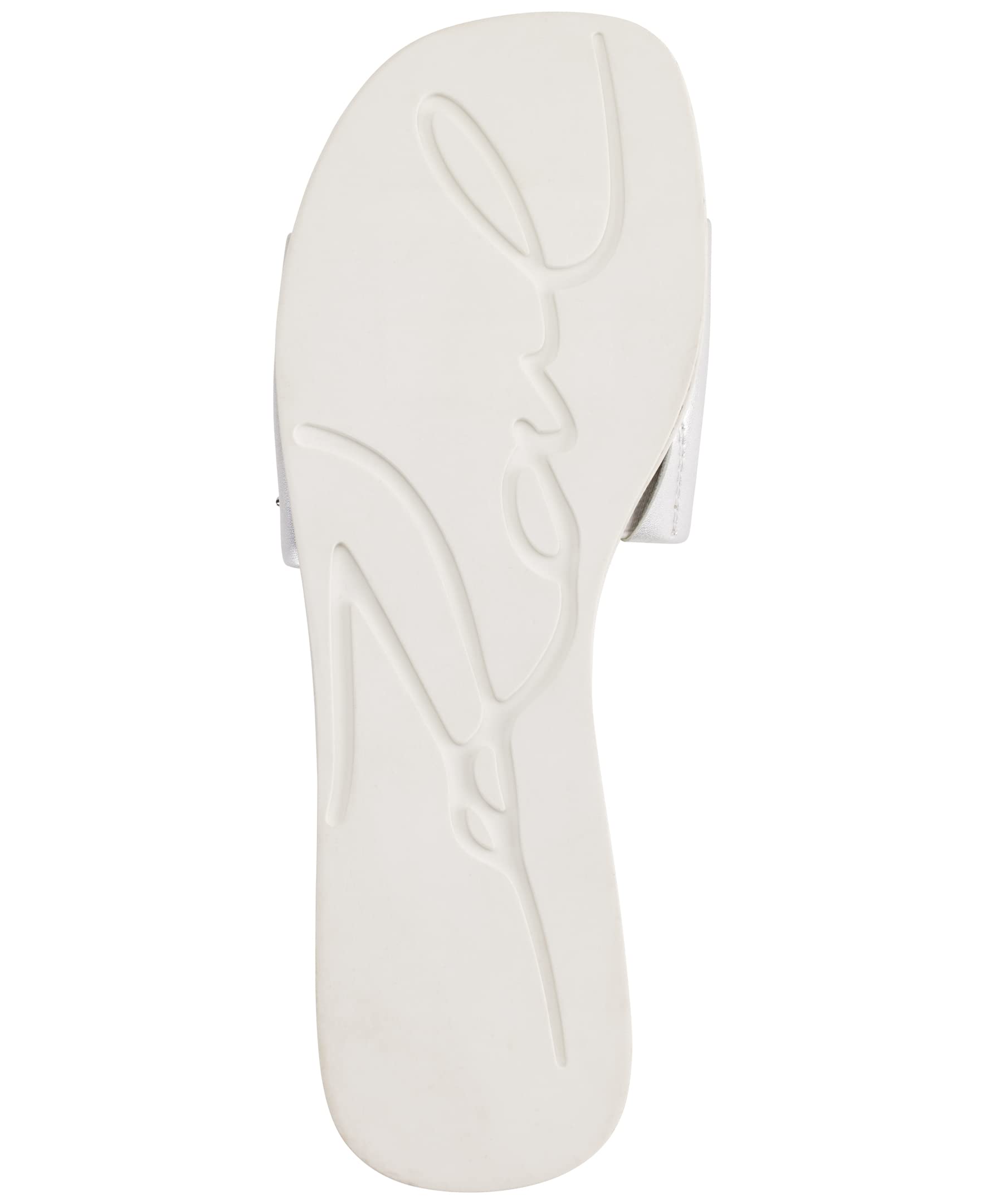 KARL LAGERFELD Women's Jeslyn Slides - Fashionable Slide-On Sandals with Bold KLP Pins | Comfortable Summer Shoes for Beach, Pool & Casual Outings