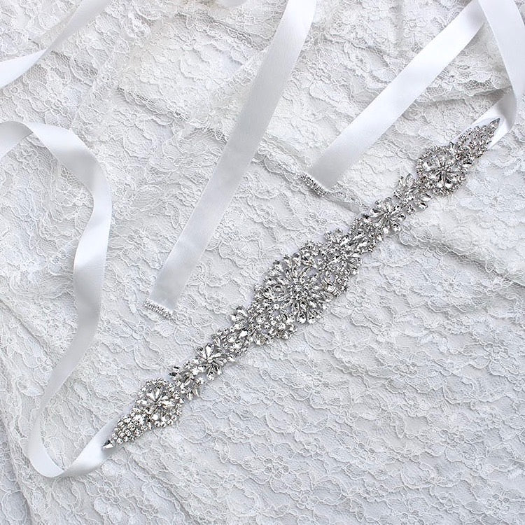 Lilian Silver Crystal Bridal Belt - Elegant Wedding Sash for Bride, Bridesmaids & Prom - Perfect for Weddings, Formal Events & Special Occasions