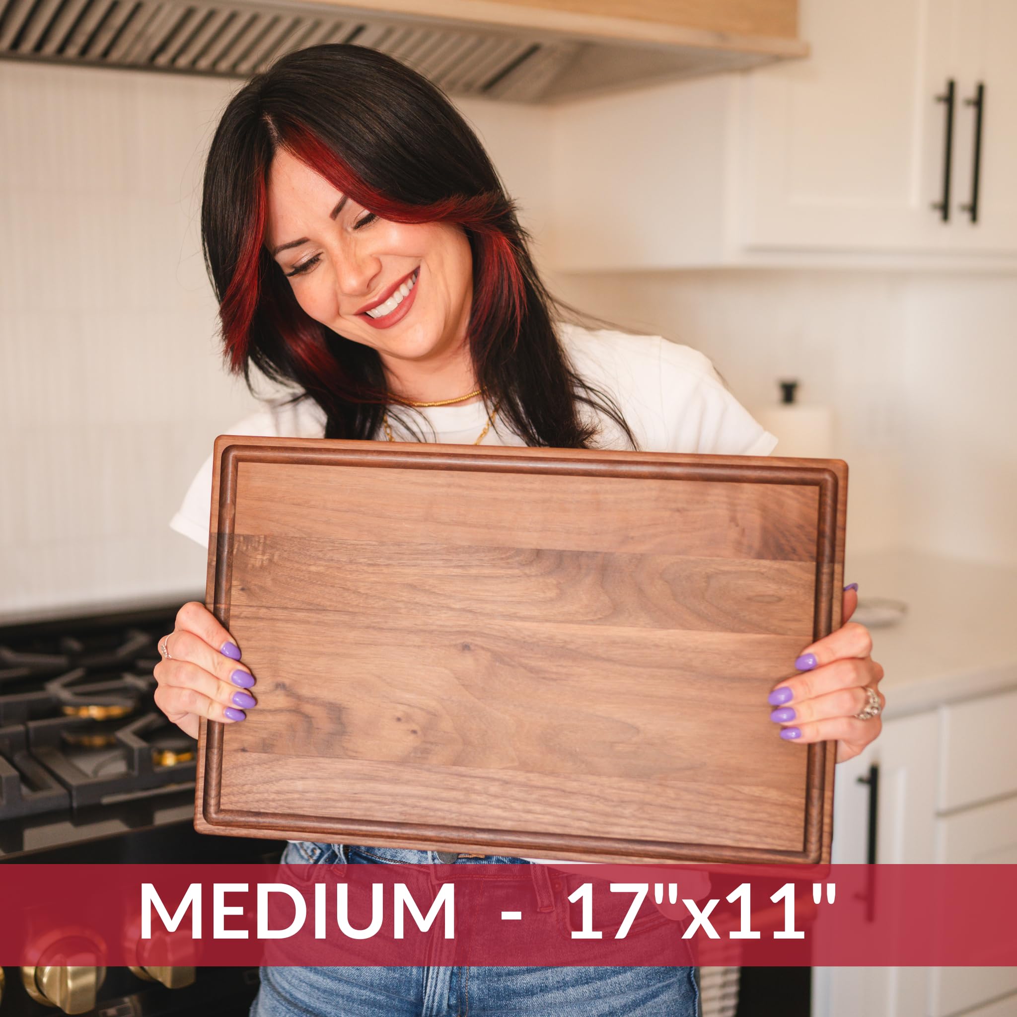 Premium Black Walnut Wood Cutting Board - Handcrafted in USA by Virginia Boys Kitchens - Large 17x11 Butcher Block with Juice Groove - Sustainable Hardwood for Meat Carving, Cheese Serving & Kitchen Prep - Perfect Gift for Chefs & Home Cooks