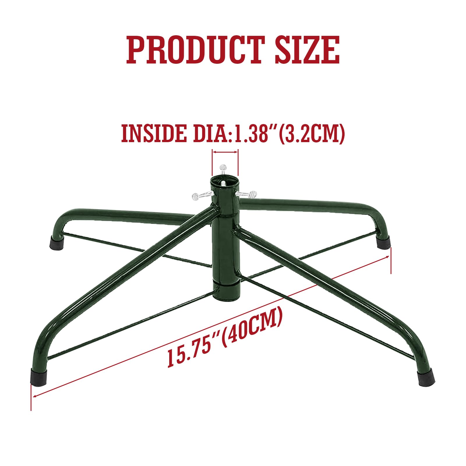 COOKEY Christmas Tree Stand for 4-6 Ft Artificial Trees - Sturdy Replacement Xmas Tree Base Fits 0.5-1.25 Inch Poles (Green) | Perfect for Holiday Decorations & Home Festive Setup