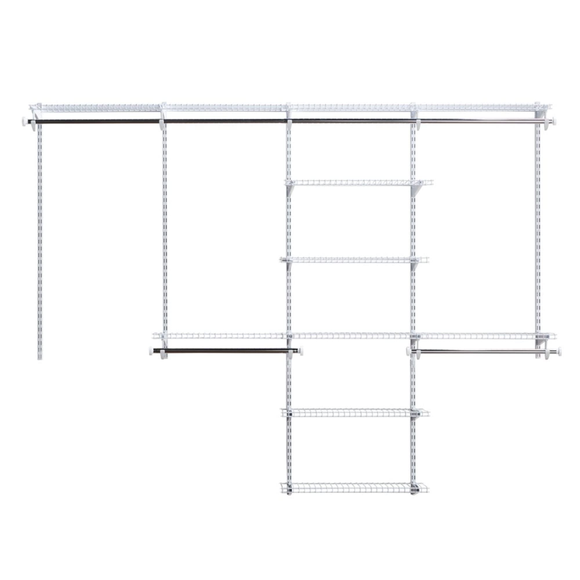 Rubbermaid Configurations Custom Closet Kit - 4-8 Ft Adjustable Metal Wire Shelving System with Titanium Finish | Expandable Storage Organizer for Home Closet, Pantry, Laundry & Mudroom | Perfect for Bedroom Organization, Garage Storage & Utility Room Solutions