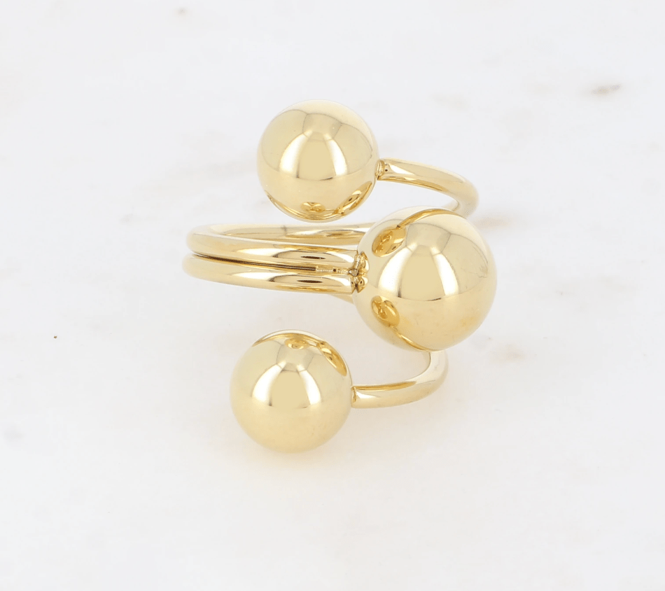 3 Row Stackable Ring with 3 Balls - Elegant Layered Jewelry for Women, Perfect for Daily Wear, Parties & Special Occasions