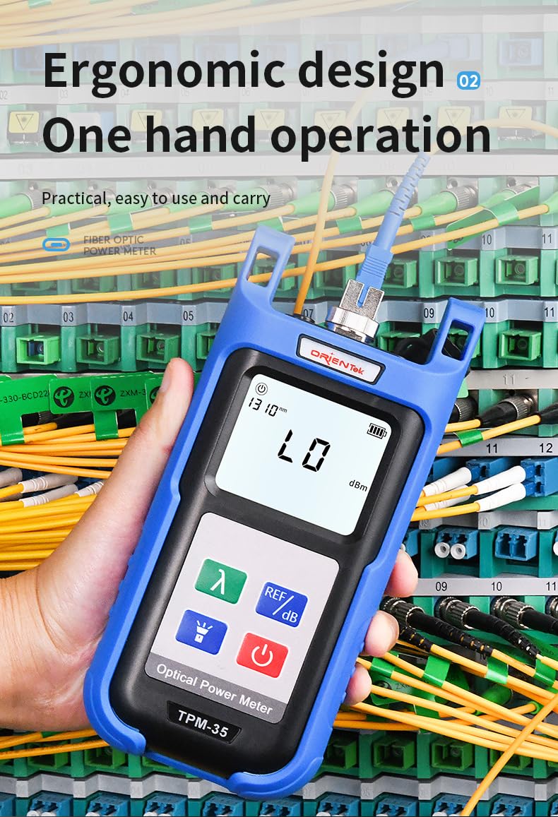 ORIENTEK TPM-35 Fiber Optic Power Meter & TLS-3S 1310/1550nm Single Mode Light Source Kit - Professional Optical Network Testing Equipment for Telecom, Data Center & FTTH Installation