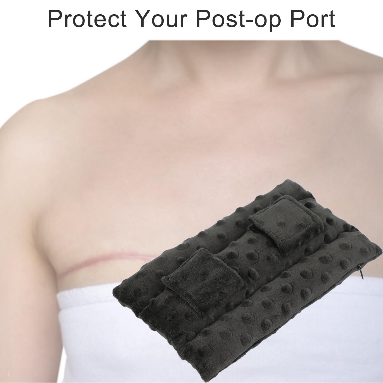 Post-Surgery Recovery Pillow for Open Heart Surgery & Chemo Port - Comfortable Minky Dot Cushion for Pacemaker & Bypass Patients - Ideal Gift for Heart Transplant Recovery & Post-Op Comfort (Black) - Perfect for Bed Rest, Car Rides & Daily Support