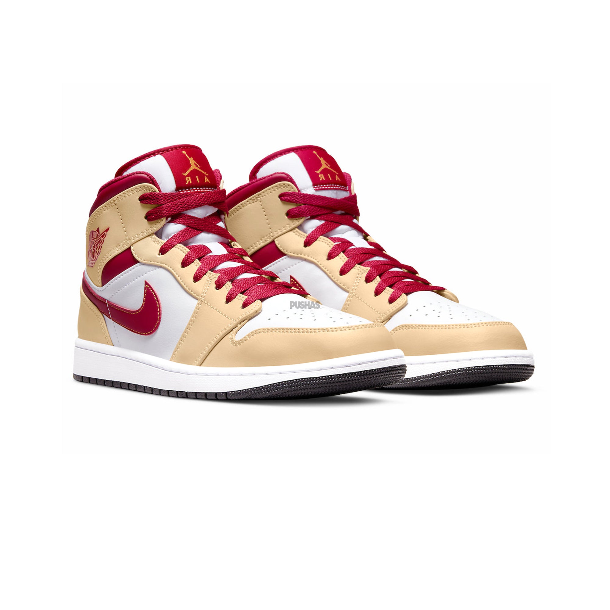Air Jordan 1 Mid 'Beige White Red' Sneakers for Men (2022 Release) - Retro Basketball Shoes for Casual Wear & Street Style