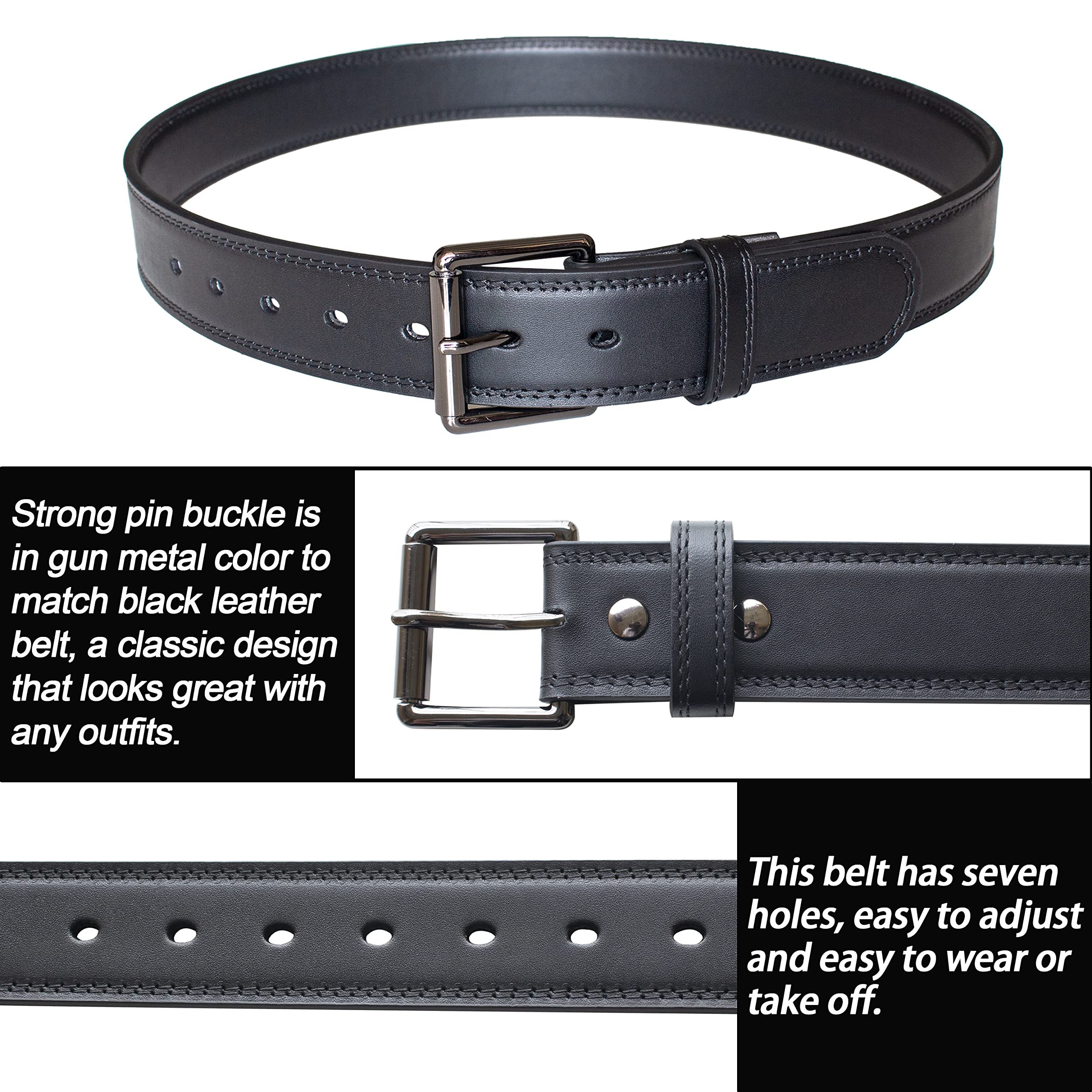 **Heavy Duty Leather Gun Belts for Men – Reinforced Core Concealed Carry (CCW) Belt – Perfect for Everyday Wear, Outdoor Activities & Tactical Use**