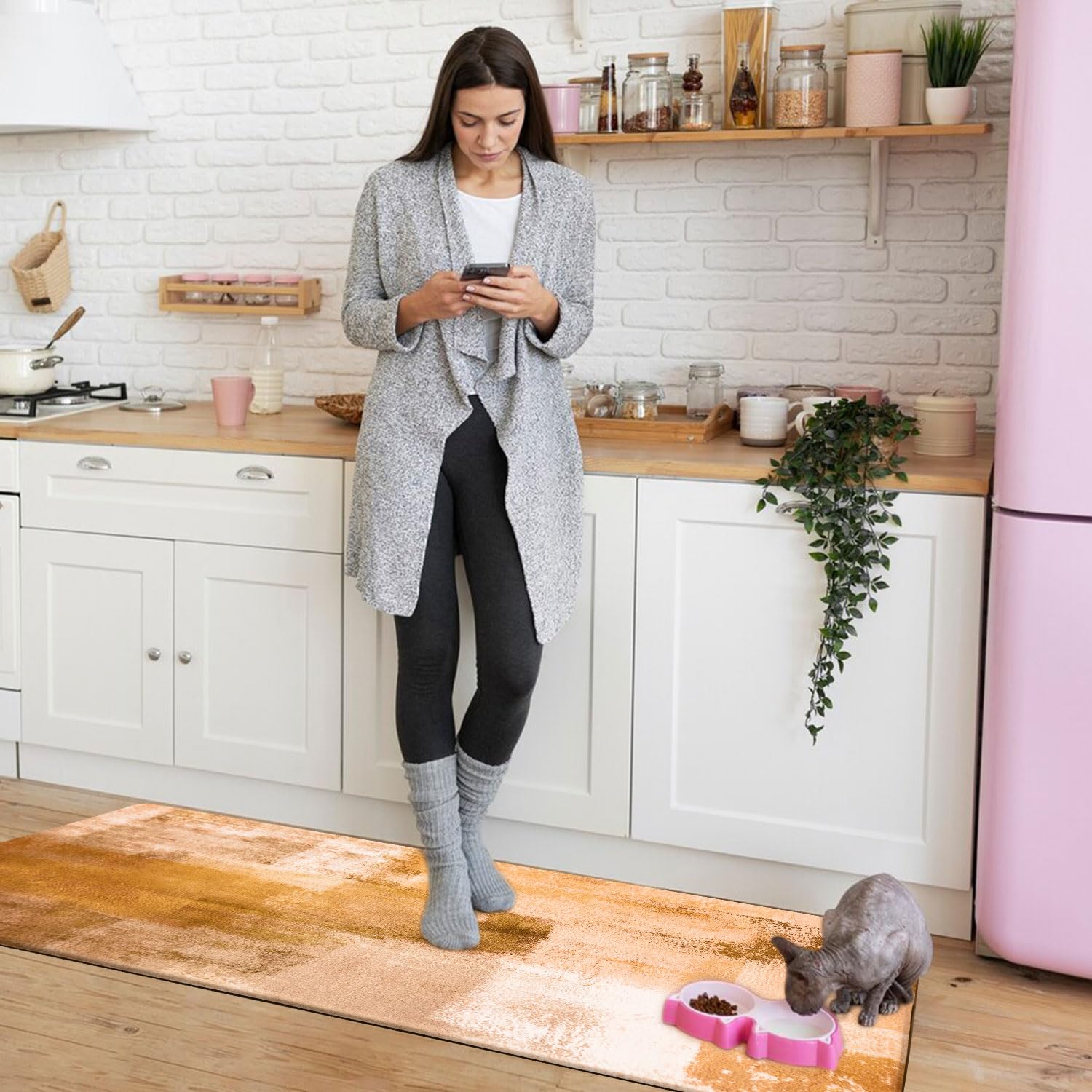 OTOB Kitchen Mats Set of 2 - Non-Slip Waterproof Anti-Fatigue Floor Mats for Kitchen, Office & Laundry Room - Comfortable Standing Mat with Modern Abstract Design - Perfect for Cooking, Dishwashing & Long Work Hours