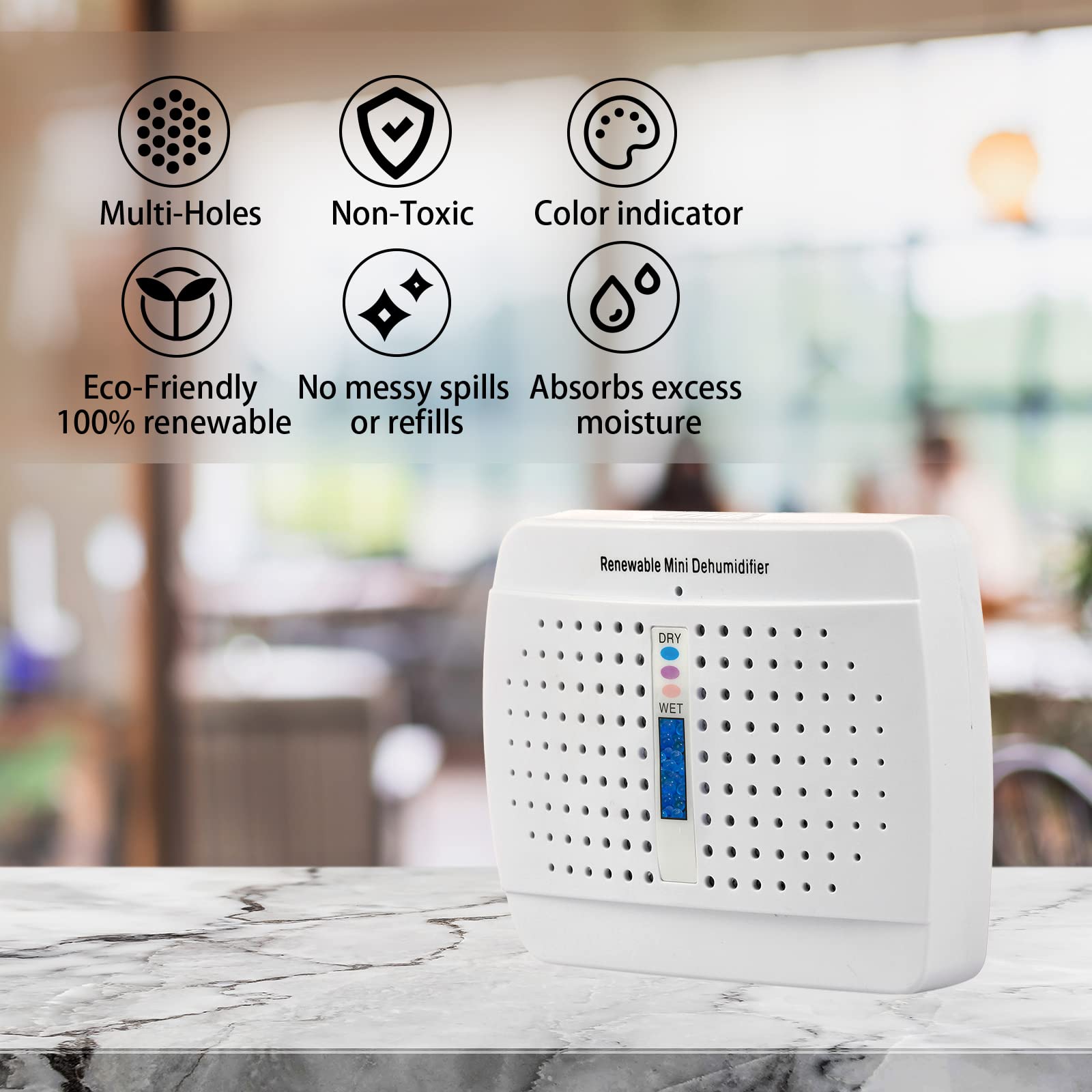 Rechargeable Small Dehumidifier for Home - Portable Moisture Absorber for Closet, Bathroom, Cabinet & Gun Safe | Compact & Renewable Air Dryer to Prevent Mold & Rust | Perfect for Basements, RVs & Small Spaces