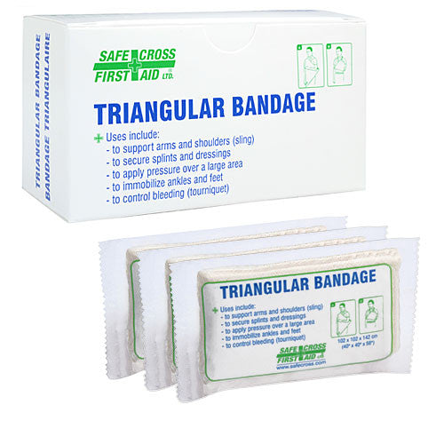 Triangular Bandage - First Aid Compression Bandage (3-Pack) for Emergency Wounds, Sprains & Burns - Ideal for First Aid Kits, Camping, Hiking & Home Safety
