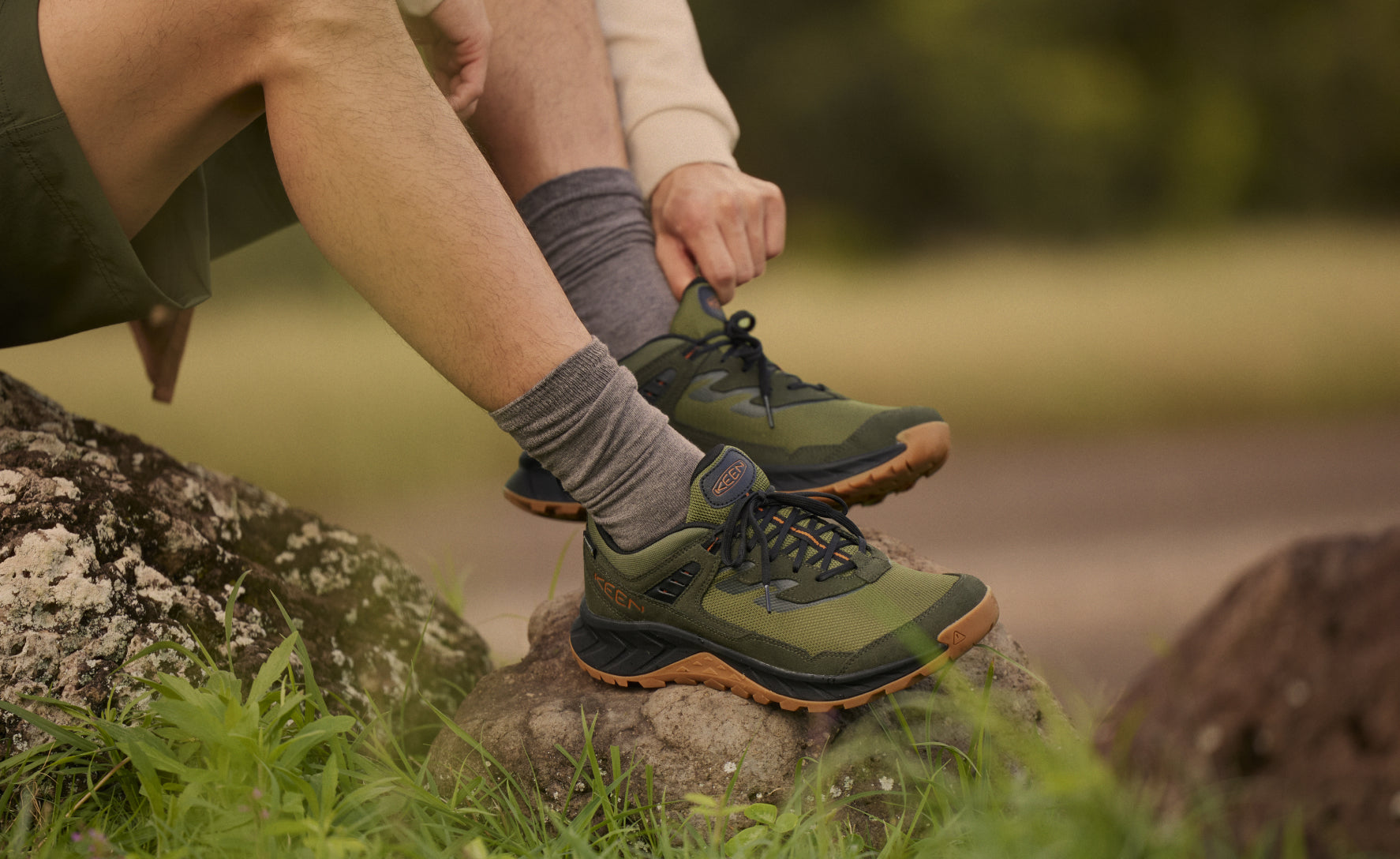 Men's HighTrail Waterproof Hiking Shoes - Winter Moss/Gold Flame - Lightweight & Durable for Outdoor Adventures, Trail Running & Winter Hiking