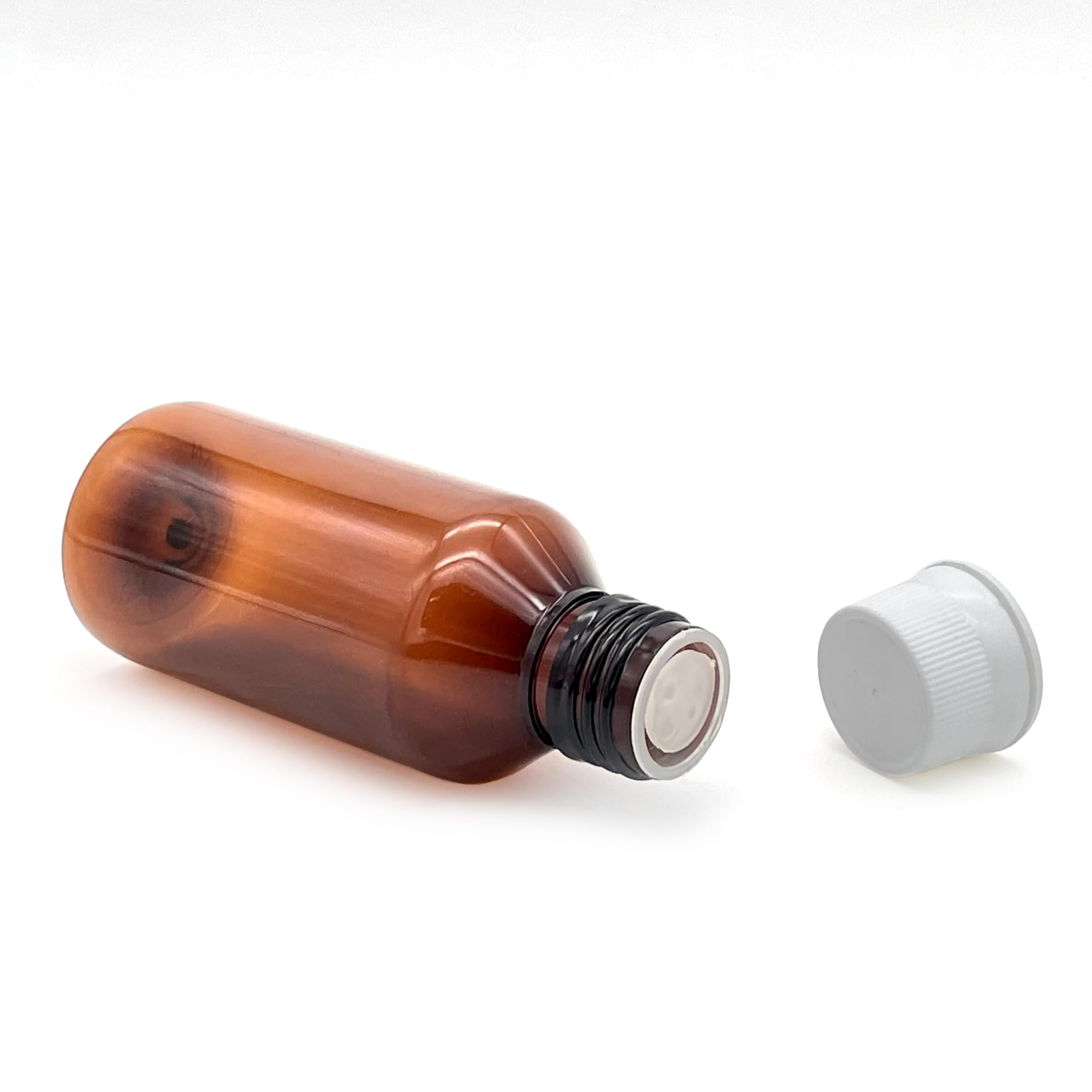 Likla 100ml Amber Glass Bottles with White Seal Caps - Ideal for Essential Oils, Serums, Perfumes & Liquid Medicine | Durable Pharmacy Bottles for DIY Beauty, Aromatherapy & Home Organization (Pack of 5)