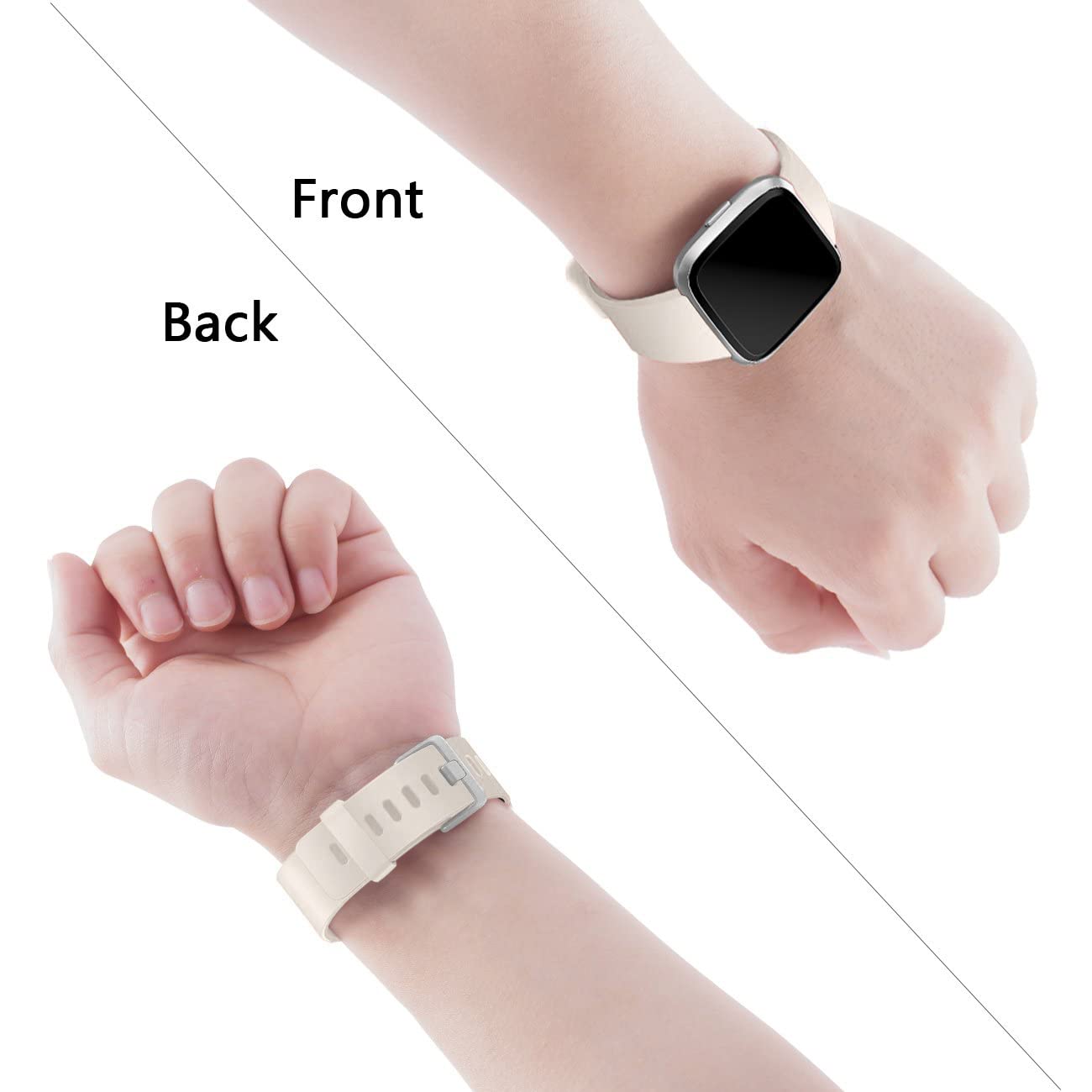 Wepro Soft Silicone Replacement Bands for Fitbit Versa 2 - Comfortable Sport Wristband for Women & Men, Beige Small - Perfect for Gym, Running & Everyday Wear