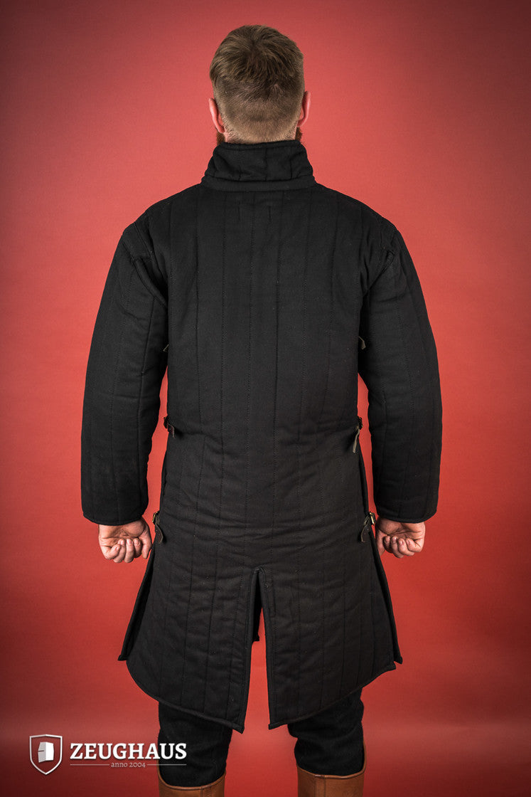 Medieval Gambeson with Side Buckles - Black Historical Armor for LARP, Cosplay & Renaissance Fairs | Authentic Protective Tunic for Reenactment