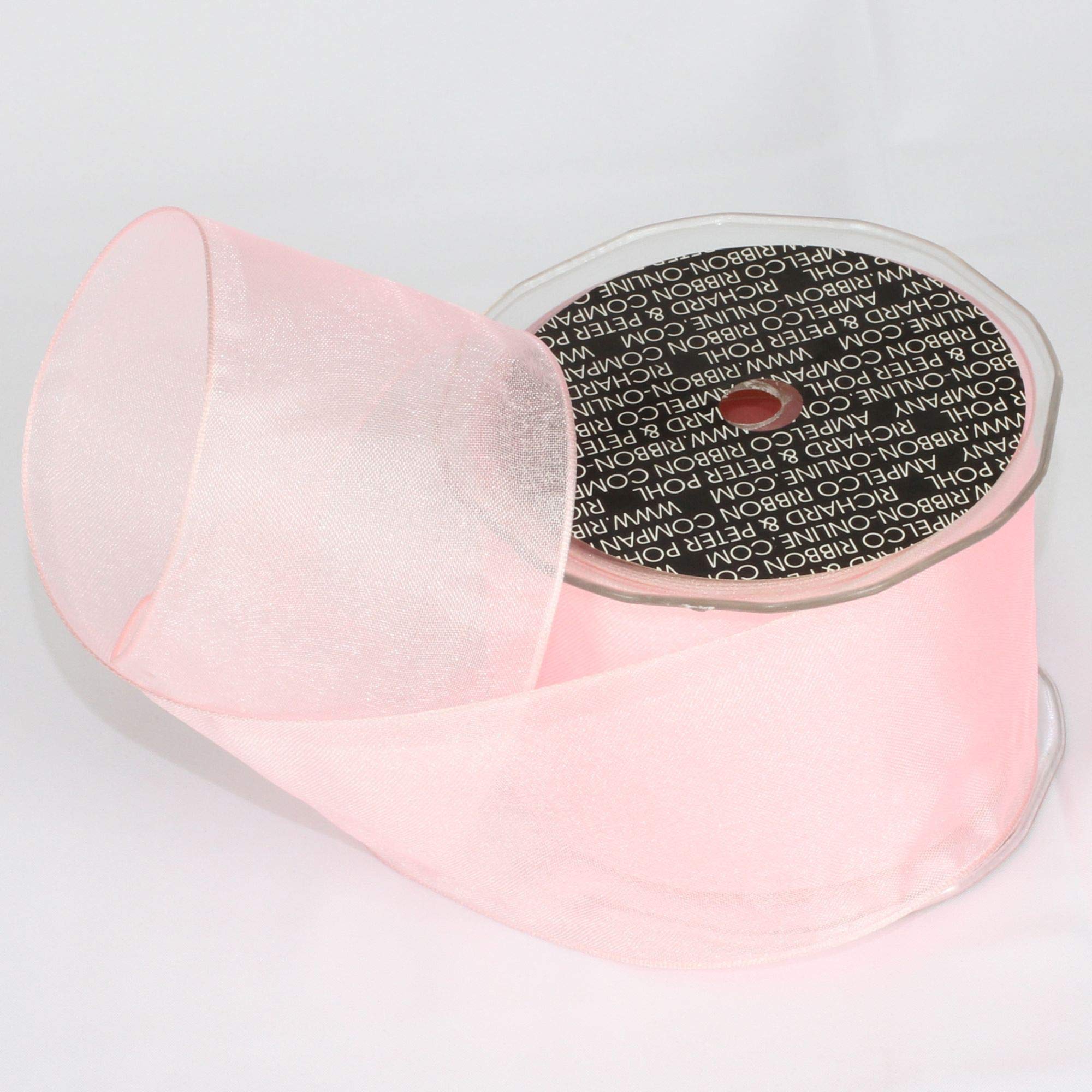 The Ribbon People Crystal Organdy Bright Pink Wired Craft Ribbon - 2 Inch x 27 Yards Bulk Spool for Gift Wrapping, Wedding Decorations, DIY Crafts & Party Favors