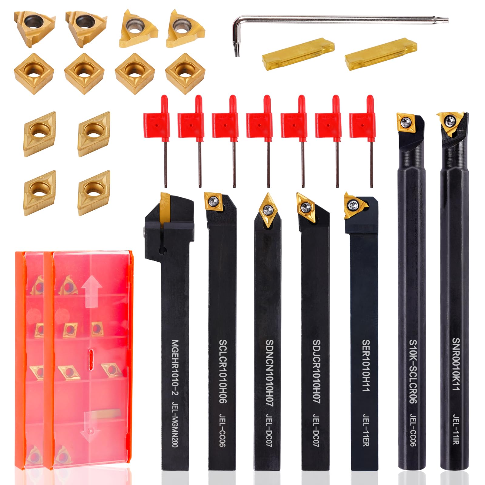 21Pcs Indexable Lathe Turning Tool Kit with 3/8