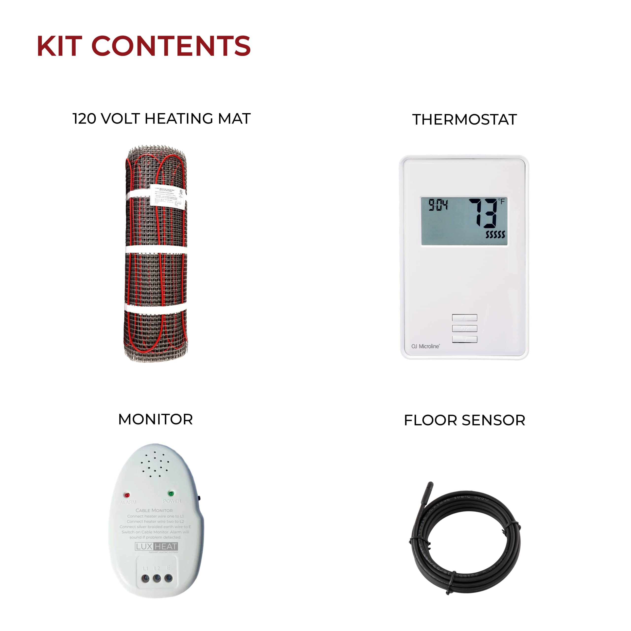20 Sqft Electric Radiant Floor Heating Mat Kit - 120V Underfloor Heating System for Tile & Laminate Floors - Includes Heating Mat, Alarm, UTN4 OJ Microline Non-Programmable Thermostat with GFCI & Sensor - Perfect for Bathroom, Kitchen & Basement Floor Warming