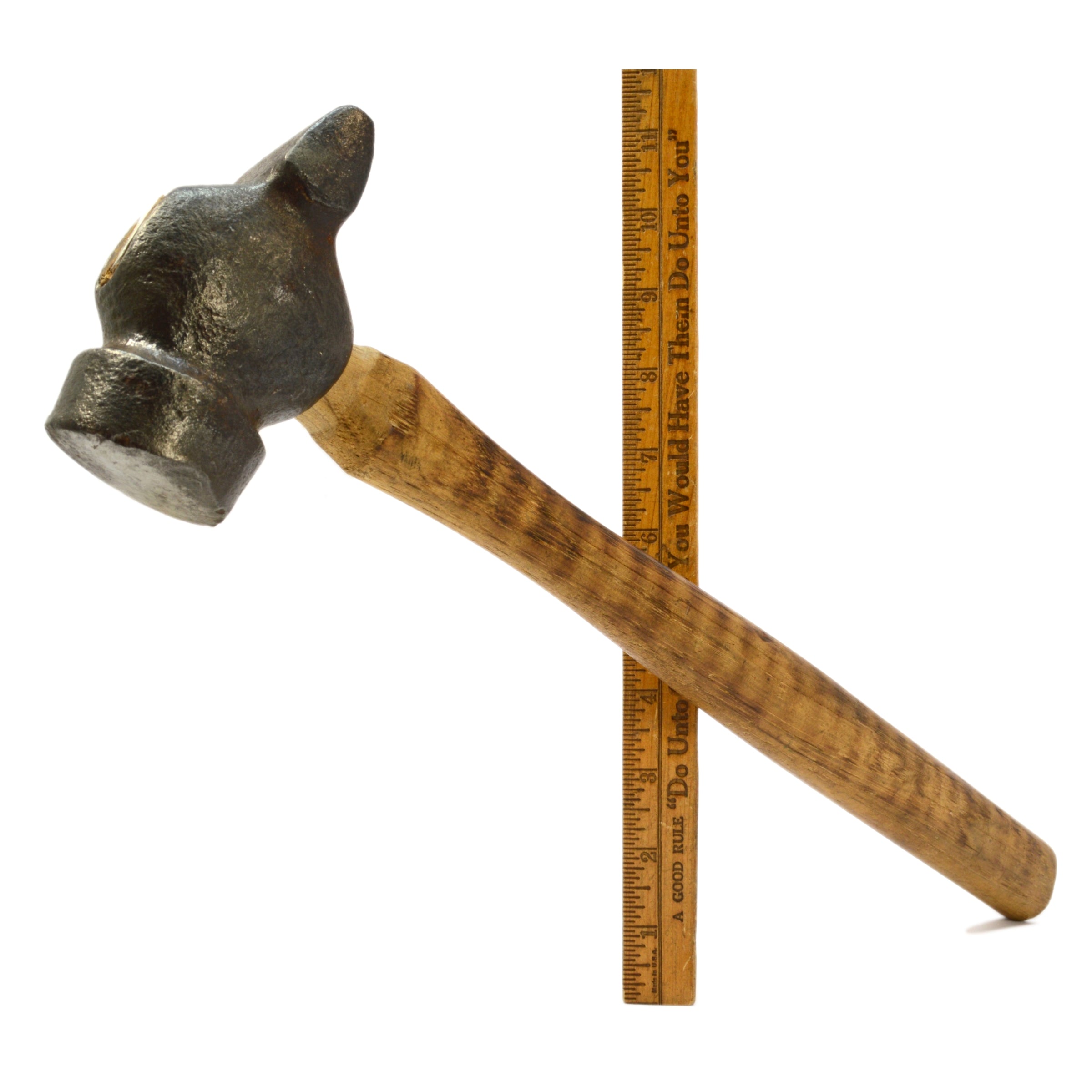 Antique Farrier's Fitting Hammer 2 lb Cross Peen Blacksmith Anvil with Hickory Handle - Perfect for Horseshoeing, Metalworking & Vintage Tool Collectors