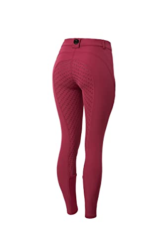 HORZE Mila Women's High Waist Silicone Full Seat Breeches with Phone Pocket - Comfortable Equestrian Riding Pants for Horseback Riding & Training