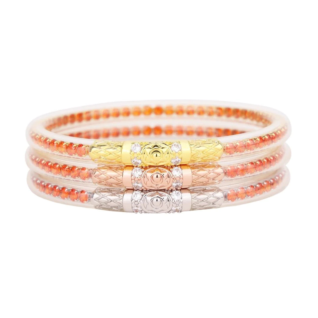 BuDhaGirl All Weather Bangles Set of 3 - Three Queens Flame Collection | Stylish Waterproof & Durable Bracelets for Women | Perfect for Yoga, Travel & Everyday Wear