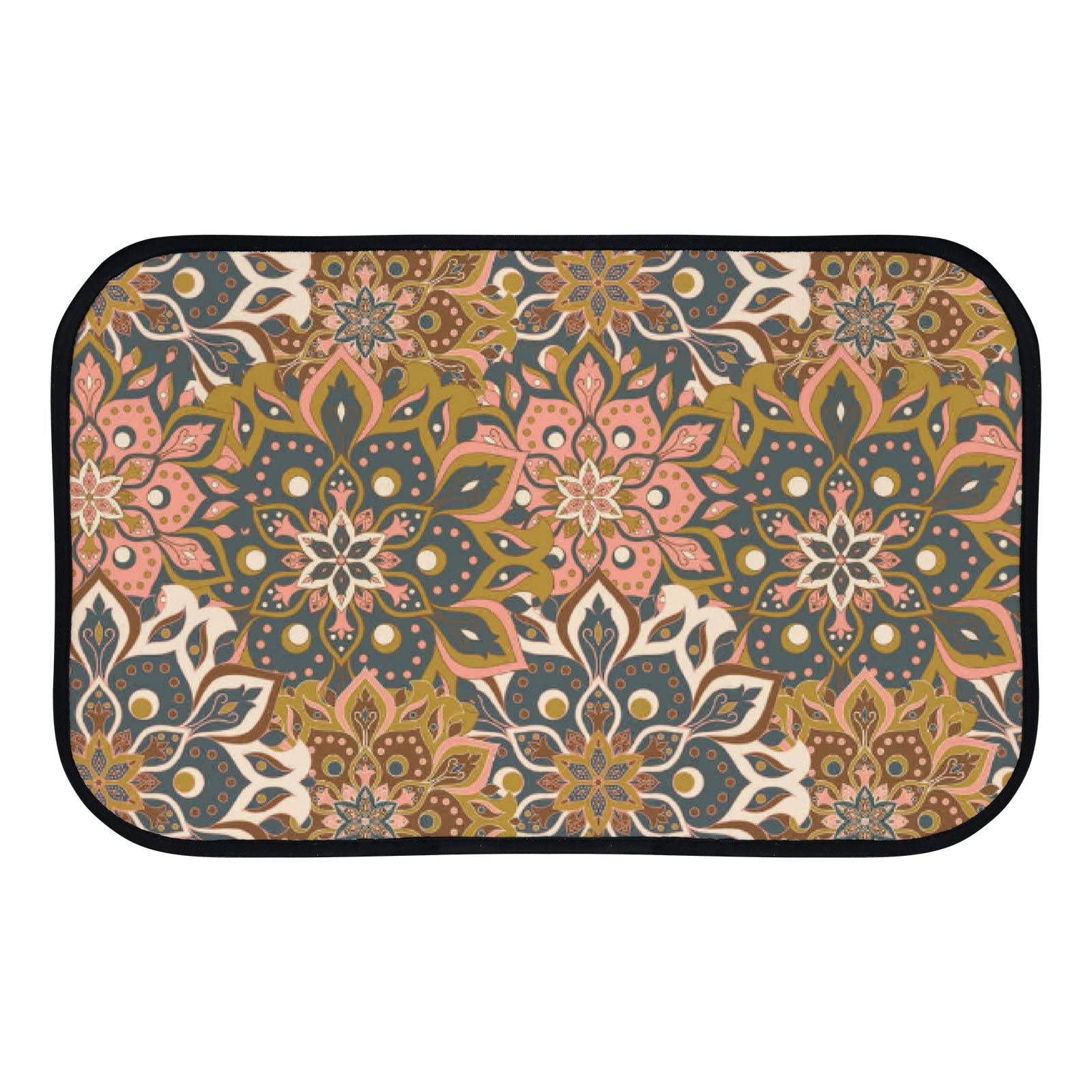 Vintage Hand Drawn Mandala Soft Foam Area Rugs - Non Slip Washable Kitchen & Bath Mat - 23.6x15.7 Inch Indoor/Outdoor Home Decor Rug for Living Room, Bedroom, Dorm, Yoga Studio