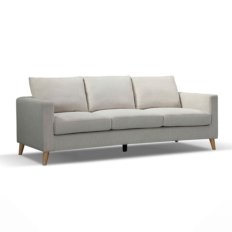 DELLAN 3-Seater Light Cream Sofa with Natural Oak Legs - Perfect for Living Room, Lounge & Modern Home Decor