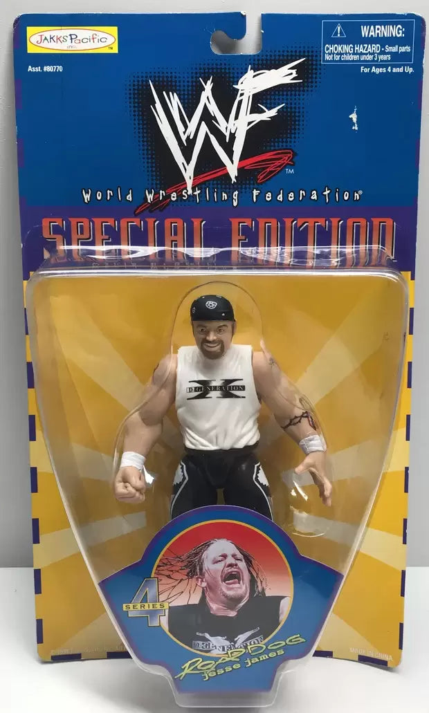 1999 WWF Jakks Pacific Special Edition Series 4 Road Dog Jesse James Action Figure - Exclusive Collectible Wrestling Toy for WWF Fans and Memorabilia Collectors - Perfect for Display, Gifts, and Nostalgic Wrestling Enthusiasts