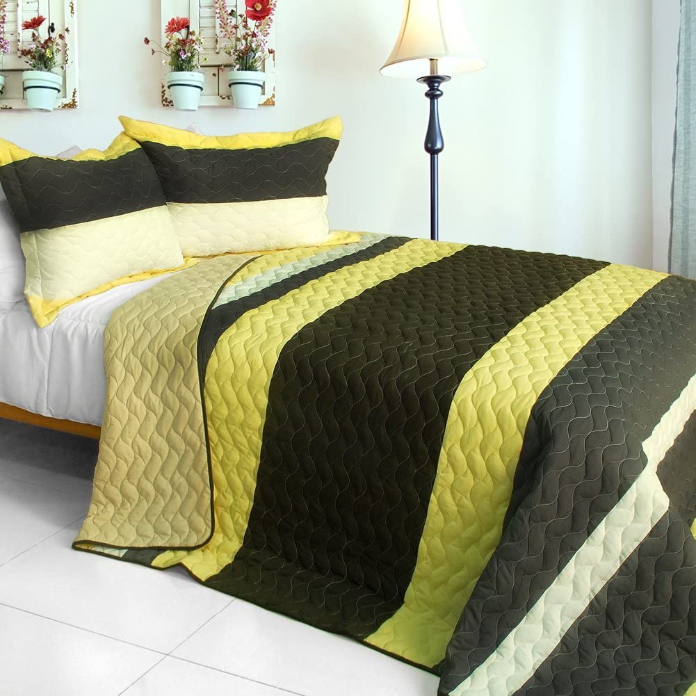 3-Piece Patchwork Quilt Set for Full & Queen Size Beds - Soft Black Bohemian Style Bedding - Perfect for Cozy Bedrooms, Guest Rooms & Dorm Decor