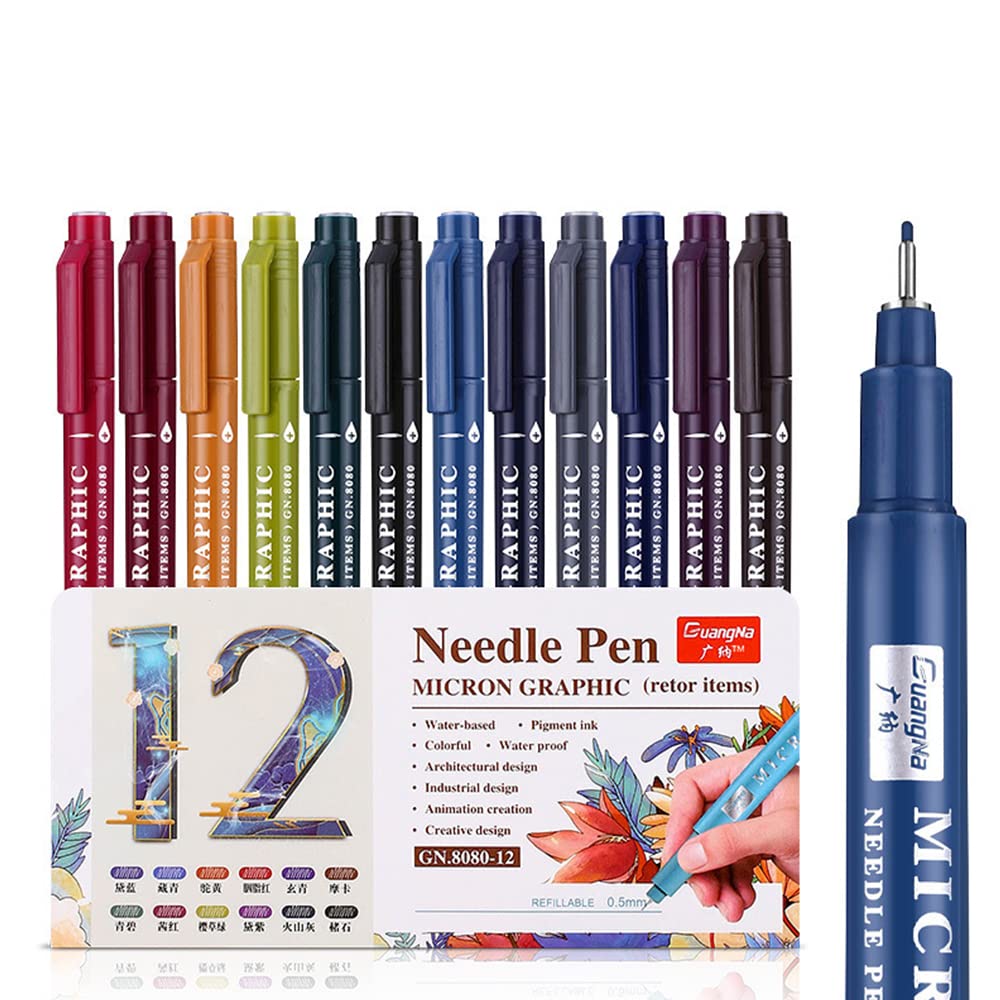 0.5mm Micro-Line Drawing Pens - Fine Tip Felt Pens for Artists, Sketching, Anime & Line Art | Premium Fineliner Inking Pens with Micro-Tip | Perfect for Bullet Journaling, Calligraphy & Detailed Illustrations (Vintage Style)