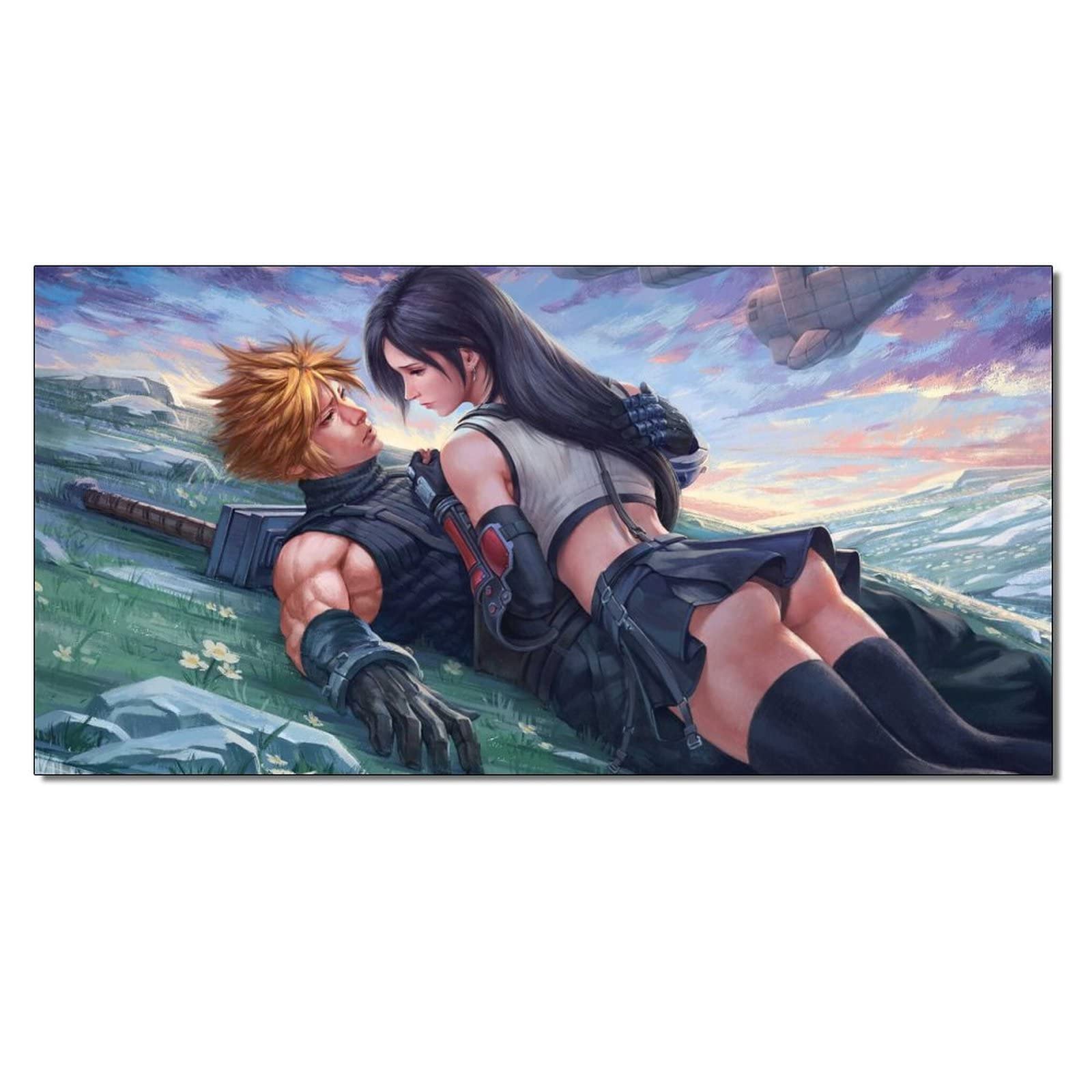Final Fantasy 7 Cloud and Tifa Canvas Posters Set of 2 - 24x48 inch (60x120cm) Anime Wall Art for Gaming Room, Living Room Decor - Perfect Gift for FF7 Fans & Video Game Lovers