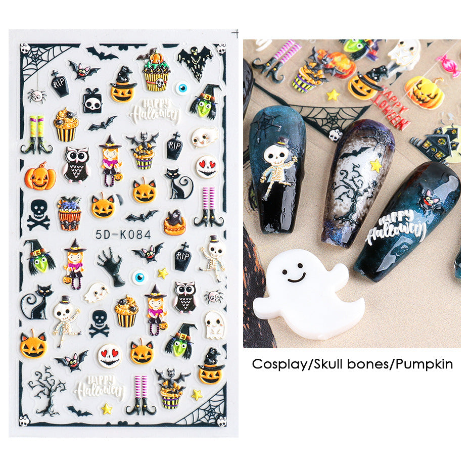 Halloween Nail Art Stickers - Self-Adhesive Nail Decals for Halloween Party, Costume, and Festival - Perfect for DIY Nail Designs, Cosplay, and Spooky Celebrations