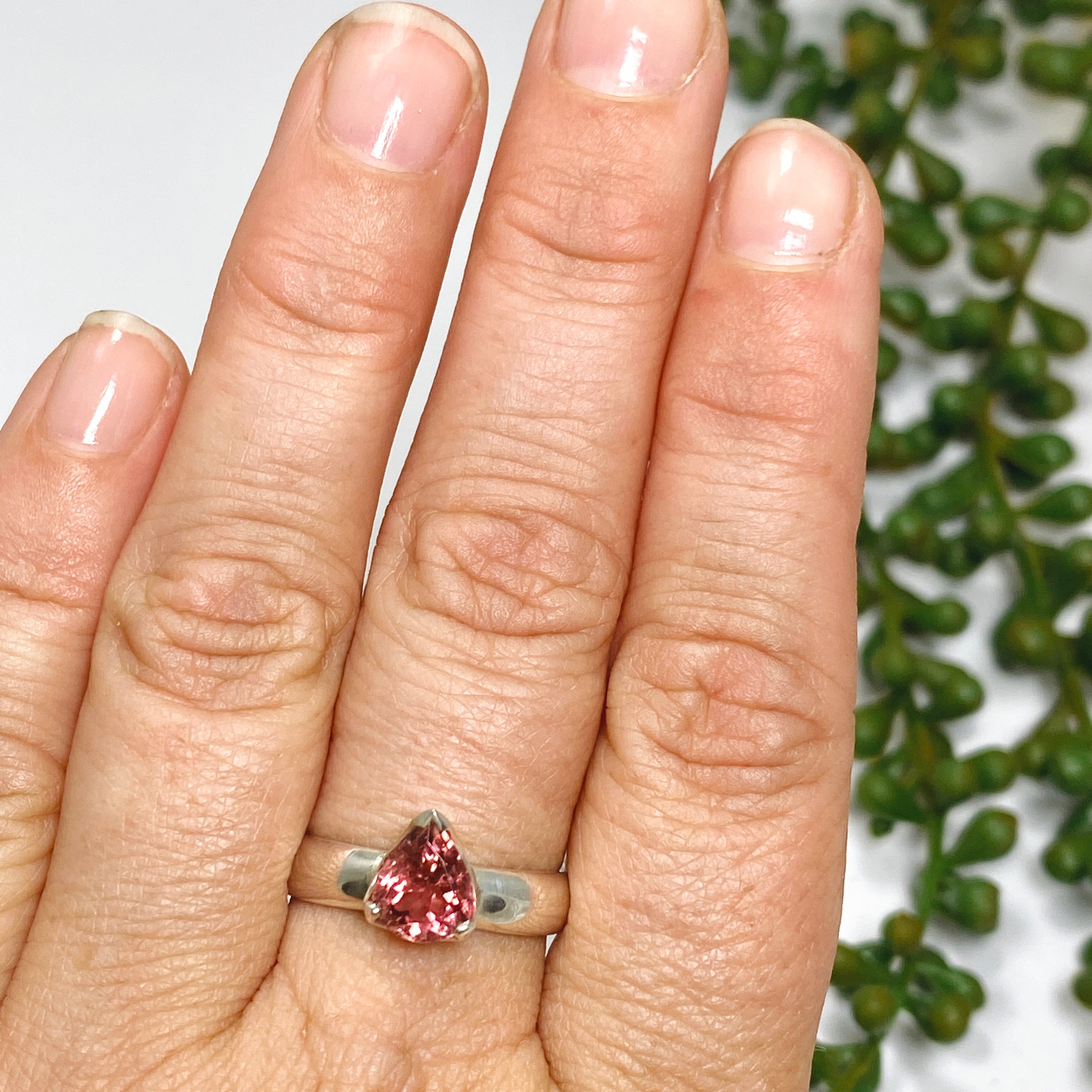 Pink Tourmaline Teardrop Faceted Ring - Size 8 - PRGJ539 - Elegant Jewelry for Women, Perfect for Weddings, Parties & Special Occasions