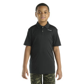 Youth Boys Short Sleeve Force Sun Defender Polo Shirt - UPF 50+ UV Protection, Moisture Wicking, Breathable Fabric for Active Kids - Perfect for Outdoor Sports, Summer Camp & School Activities (Caviar Black)