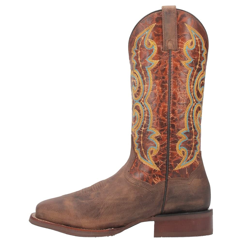 Dan Post Men's Bullhead Square Toe Mid Calf Western Boots - Brown Leather Cowboy Boots for Riding, Work & Casual Wear