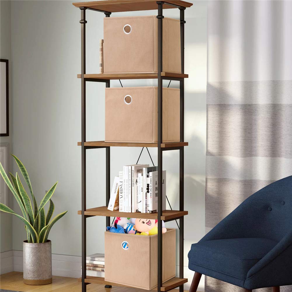 Brown Collapsible Fabric Storage Cubes 11x11x11 Inch - Foldable Decorative Bins for Closet, Shelves & Drawer Organizers | Perfect for Home, Office & Kids Room Organization