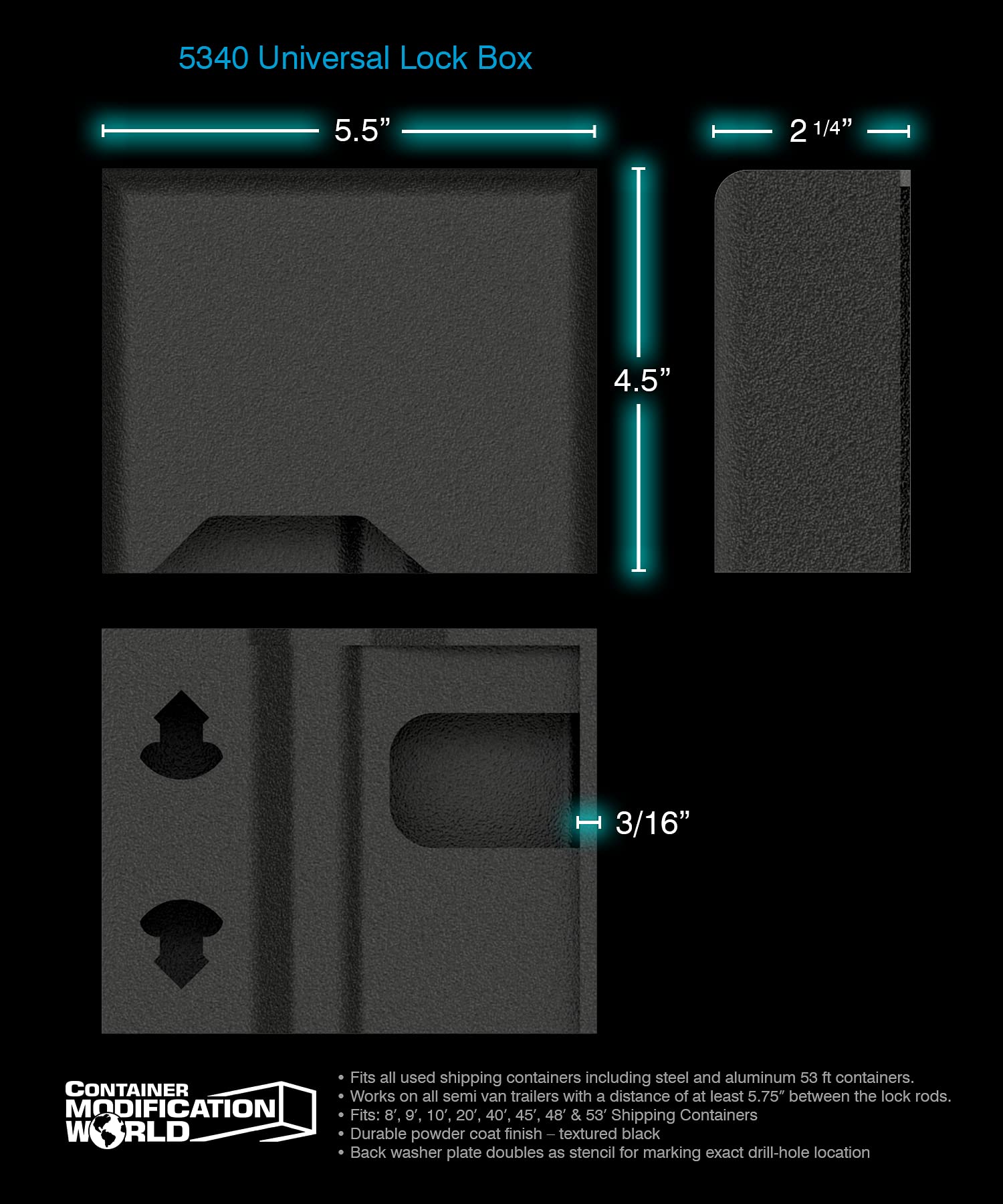 Heavy Duty Shipping Container Lock Box with CMW 80mm High Security Lock Bundle - Weatherproof Steel Storage Solution for Cargo, Trailers & Logistics Security