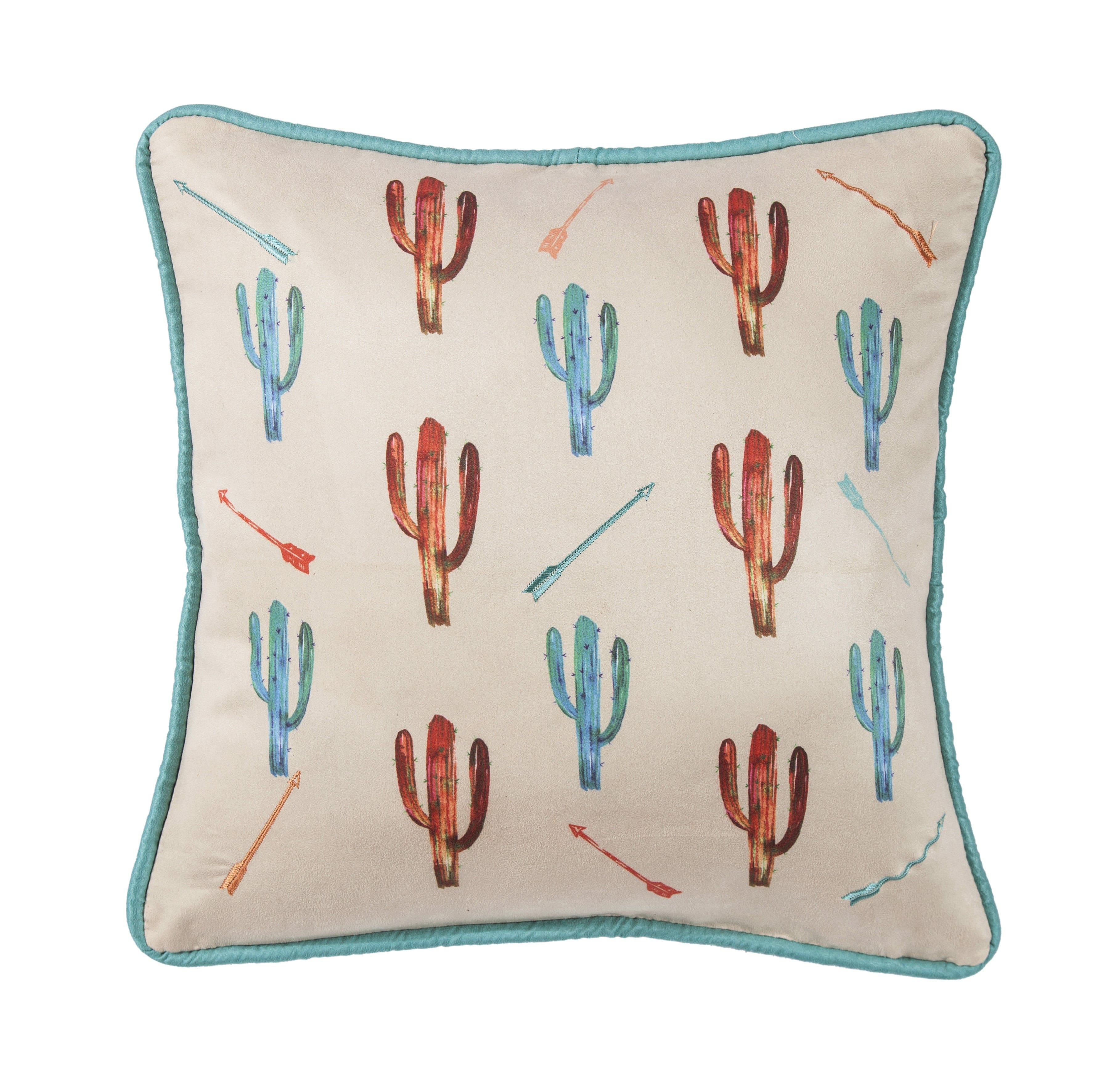 Serape Cactus Throw Pillow with Embroidery Details - Southwestern Home Decor for Living Room, Bedroom & Outdoor Use