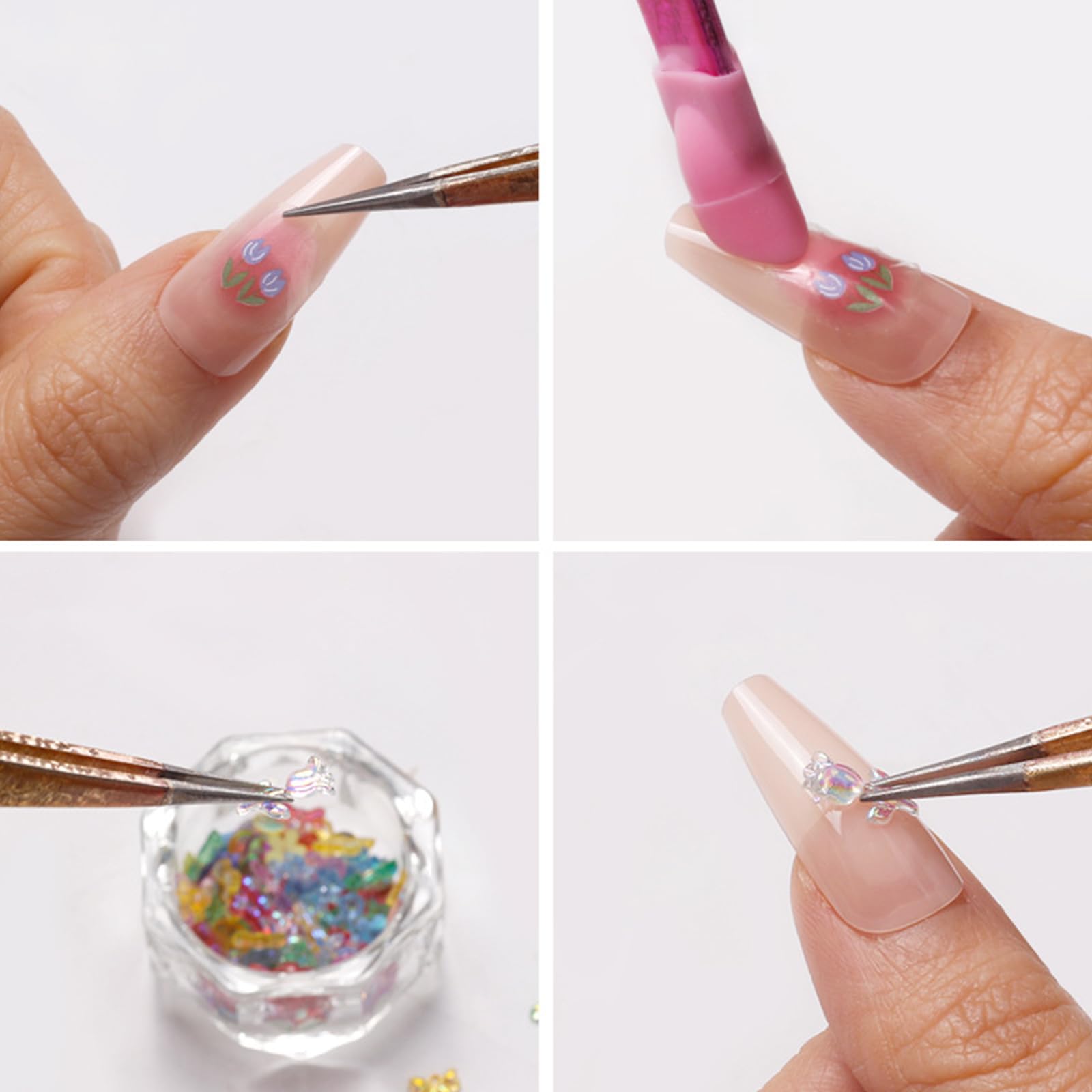 Premium Stainless Steel Double-Ended Nail Art Tweezers - Straight & Curved Tip Lash Tweezers with Silicone Head for Professional Nail Extensions, False Eyelash Application & DIY Nail Art - Perfect for Salon, Home Use & Beauty Enthusiasts
