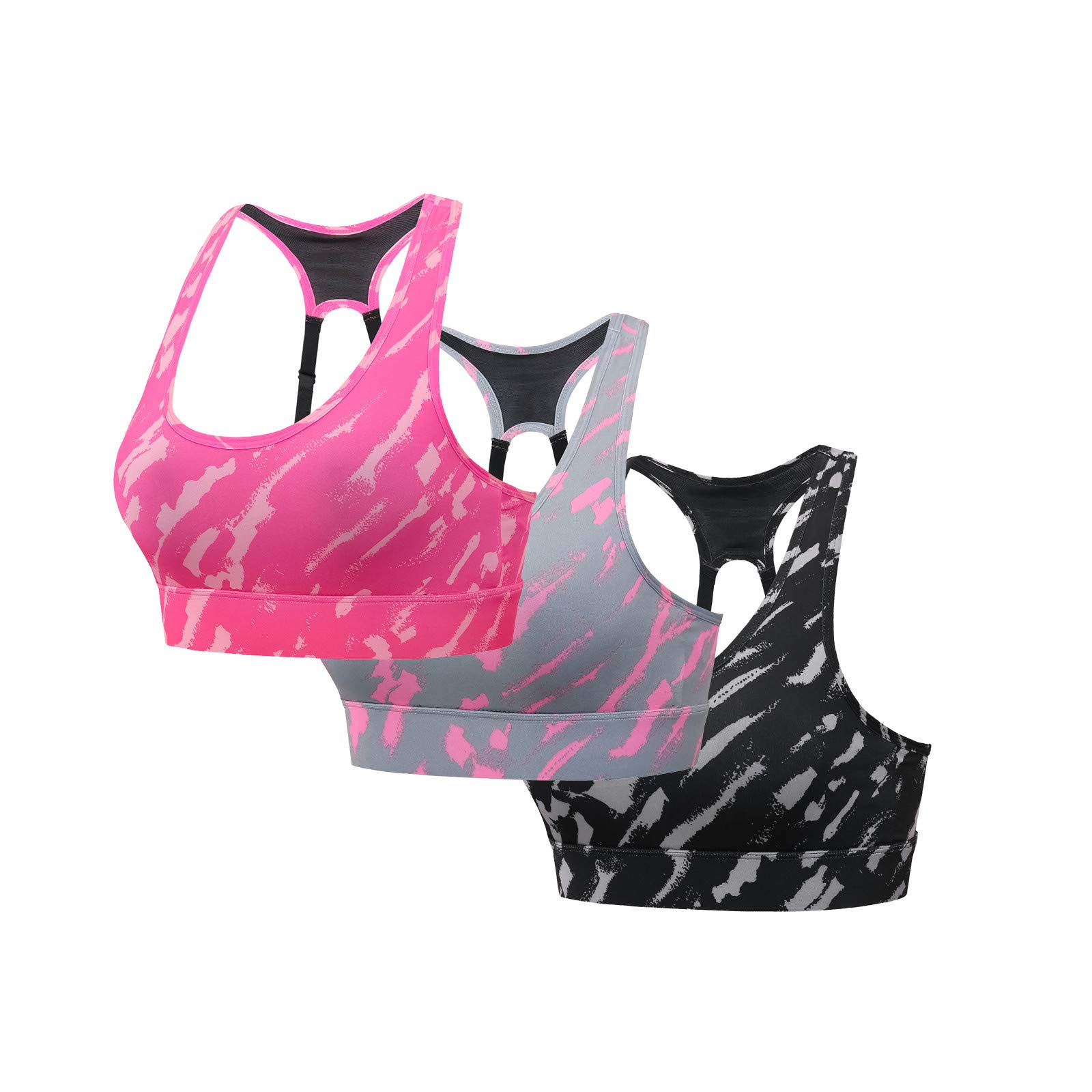 Women's Comfortable Sports Bra Set - 3PC Yoga Bras with Steel Support, No Bulk, for Running, Gym & Active Wear