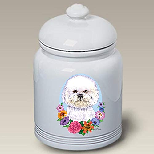 Premium Bichon Frise Show Cut Ceramic Dog Treat Jar - Best of Breed Design for Dog Lovers | Perfect for Kitchen Counter or Pet Grooming Salon Storage