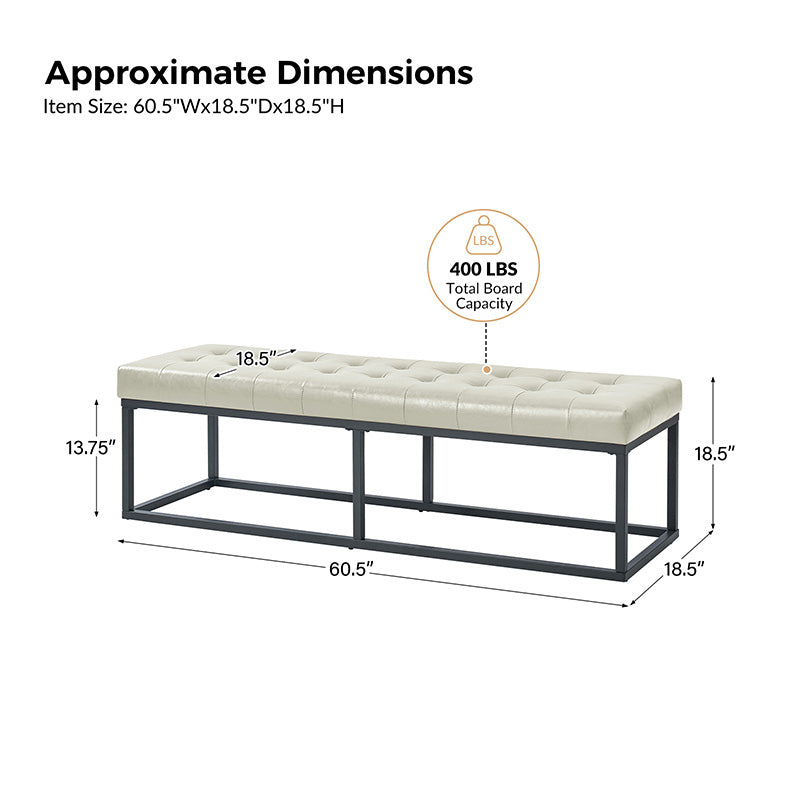 Amparo Mid Century Modern Bench with Sturdy Metal Base - Perfect for Living Room, Bedroom, or Entryway Seating