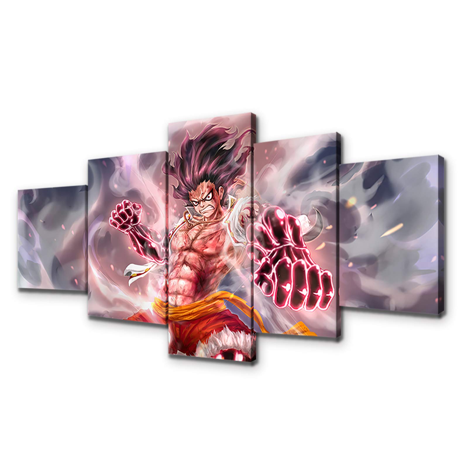 One Piece Anime Monkey D. Luffy Canvas Wall Art Print with Frame - Living Room Decor, Bedroom, Office & Game Room Wall Hanging - Premium Anime Painting for Fans