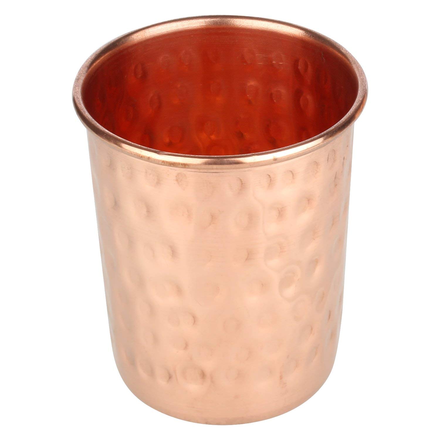 Pure Copper Drinking Tumblers - Ayurvedic Health Benefits, Hammered Finish - 4-Piece Set (250ml / 8oz) - Perfect for Water, Juice & Wellness Rituals at Home or Office