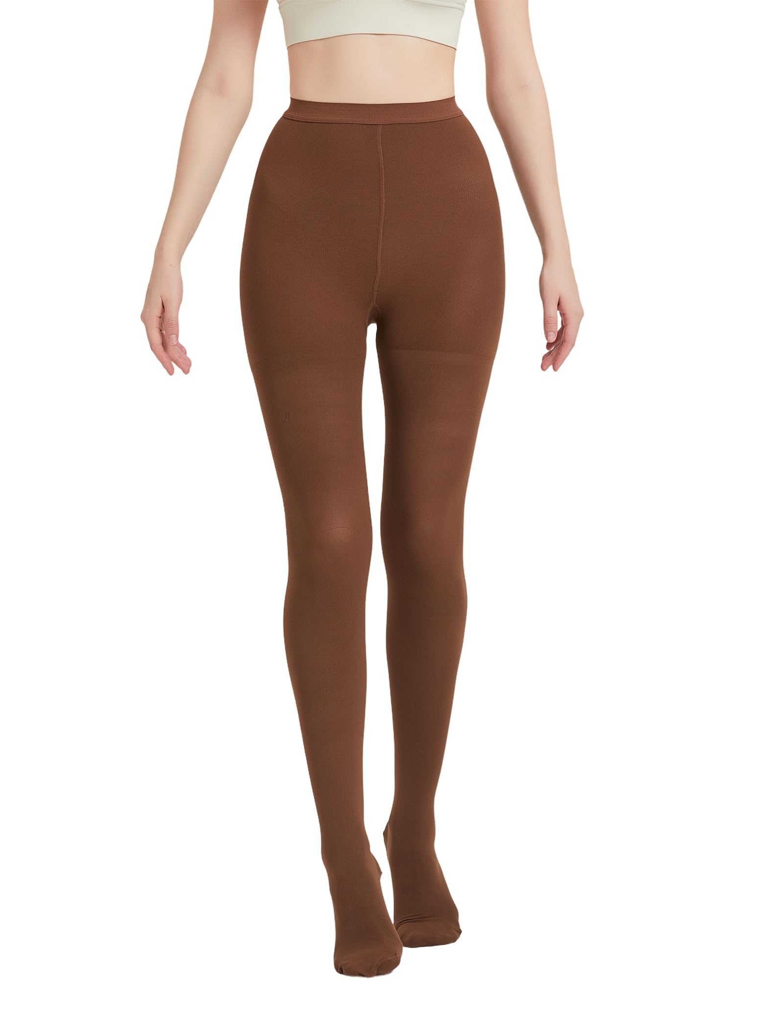 MGANG Medical Compression Pantyhose for Women & Men - 20-30 mmHg Firm Support, Closed Toe, Opaque, Waist High Leggings for Varicose Veins, Edema & DVT - Brown | Ideal for Travel, Pregnancy & Post-Surgery Recovery