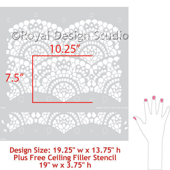 Spanish Lace Scallop Wall Stencil - DIY Home Decor Painting Template for Walls, Furniture & Crafts | Perfect for Bedroom, Nursery & Living Room Accent Walls